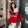 Sexy pure allure new year uniform christmas costume cosplay bunny girl bodysuit skirt set featuring red and white colors with...