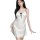 Elegant white satin slip dress featuring black polka dots, delicate lace trim, and a charming bow detail for romantic intimat...