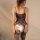 Woman wearing yue die sexy mesh bodysuit with open-crotch sheer tights, featuring floral patterns and thin straps.