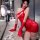 Elegant red lace qipao with sheer design, perfect for chinese-inspired allure. ideal for women seeking pure seductive eleganc...