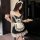 Elegant black maid costume with lace details, perfect for cosplay or roleplay. includes corset design and apron for a classic...