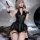Genuine yun sensual pu halter mini skirt - cute demon cosplay outfit for women, japanese anime style kawaii uniform