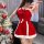 Elegant red santa dress with white fur trim, perfect for festive occasions and cosplay events. ideal for new year celebration...