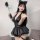 Genuine yun sexy pu halter mini skirt devil cosplay outfit - japanese anime pure & spicy uniform set featuring a black leathe...