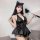 Genuine yun sexy pu halter mini skirt devil cosplay outfit - japanese anime pure & spicy uniform set featuring a black halter...