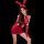 Elegant red lace cut-out sleep dress paired with bunny girl outfit, perfect for festive celebrations.