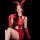 Elegant red lace cut-out sleep dress paired with bunny girl outfit, perfect for festive celebrations.