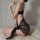 Seductive black lace chemise with cut-out design and sheer fabric bow, elegant uniform style erotic nightwear.