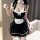 Zheyin plus size sexy lingerie set - cute maid costume role play sleepwear for women, featuring a black dress with white acce...
