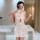 Whimsical sheer lace zhongqu sensual cheongsam lingerie featuring elegant ties and cut-out details, perfect for role play wit...