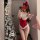 Zieequu christmas lace sexy strapless bodysuit - holiday costume set for new year eve & party