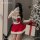 Zieequu christmas sexy lace teddy set - cute plush holiday lingerie outfit for women, festive costume & new year outfit