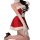 Sexy lace teddy outfit with festive design, perfect holiday costume for women. cute plush look with white gloves and black he...