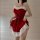Ziqu red christmas lingerie set - sexy mesh bodysuit with furry trim and corset detail, perfect for holiday performances and ...