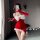 Sexy christmas bunny girl costume set featuring a flirty red skirt and bodysuit, perfect for new year cosplay with festive re...