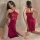 Zieequu sexy lace sleep dress for women, high-slit hook-neck nightgown, provocative lingerie set for new year & special occas...