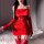 Sexy red bodycon dress with lace trim, perfect holiday lingerie and sleepwear set.