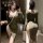 Feimu miji chinese zen-inspired deep v cheongsam sleepwear - sexy no-remove slip dress zy165, elegant olive green design with...