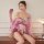 A woman elegantly poses wearing a sheer chiffon japanese kimono lingerie set adorned with vibrant butterfly prints, perfect f...