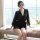 Elegant black sheer lace robe set featuring oversized satin and chiffon design with delicate trim, perfect for women seeking ...