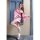 Elegant pink floral design, flowing kimono style with sheer heels, perfect for evening elegance.