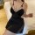 Sexy lace sleep dress with plunging neckline and sheer fabric, perfect for plus-size comfort and elegance.