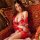 Wholesale red floral kimono lingerie set featuring sexy matching robe and bra-panty combination, perfect for adults.