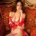 Wholesale red floral kimono lingerie set featuring sexy matching robe and bra-panty combination, perfect for adults.