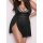 Sexy plus size mesh dress with deep v-neckline and high-slit design