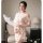 Womens sexy lace-trimmed uniform-style silk-look sleepwear set with floral print robe, featuring elegant floral design and de...